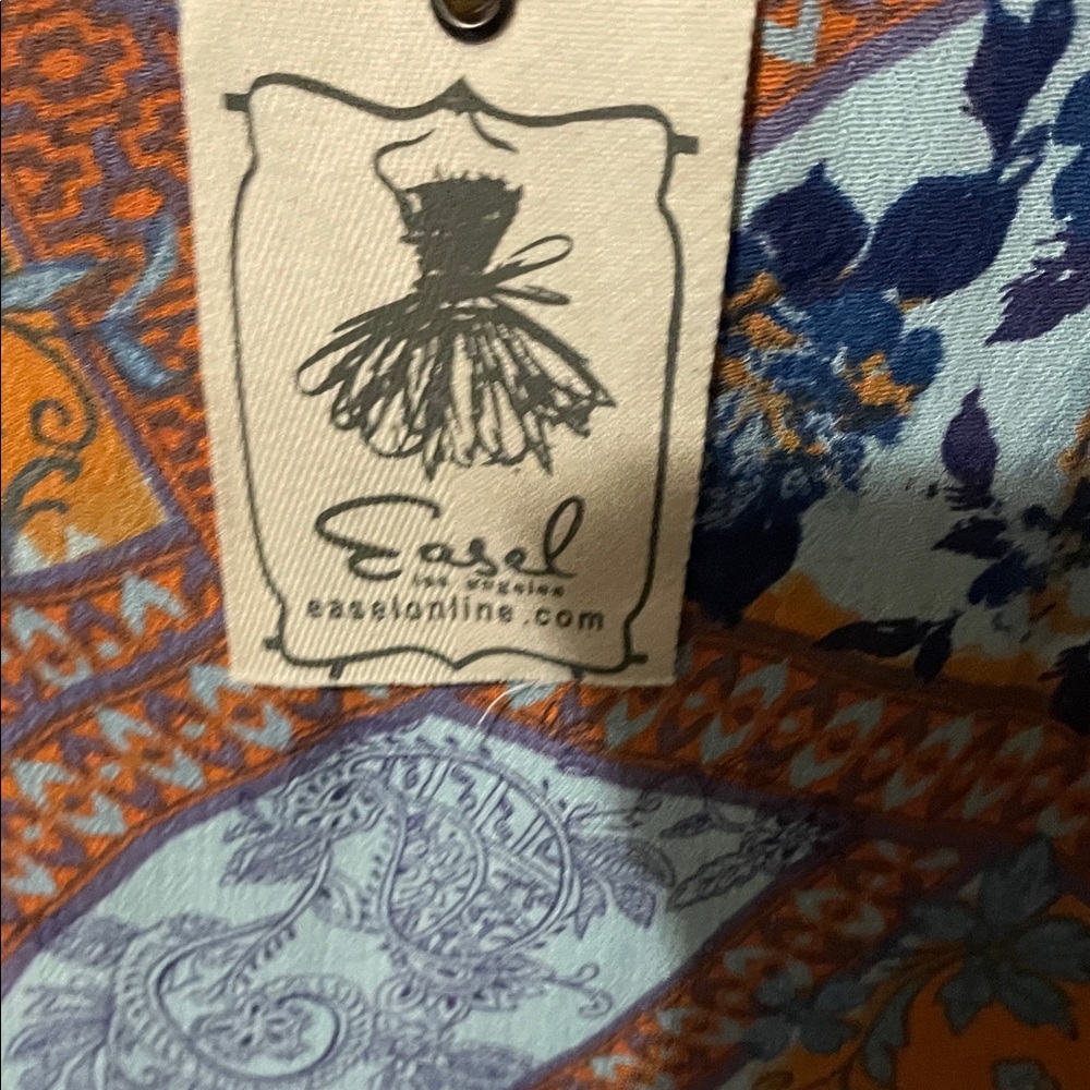 Bohemian Patchwork Blouse in Orange and Blue - Picture 4 of 9